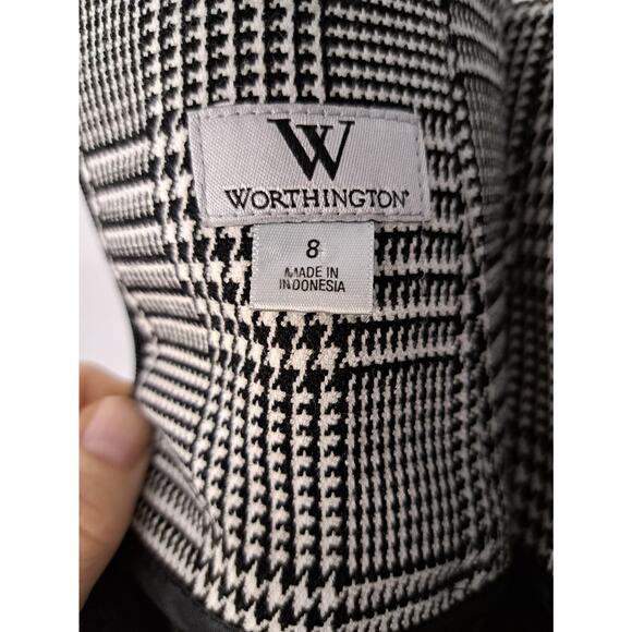 Worthington Skirt Womens Size 8 Black Houndstooth Career Staple Y2K Grunge Work - Picture 7 of 9